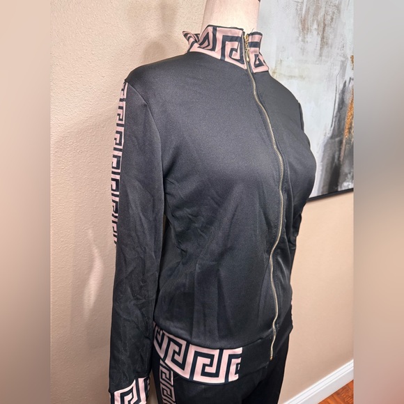 Black Women's Jumpsuit with Patterned Trim - Picture 11 of 12